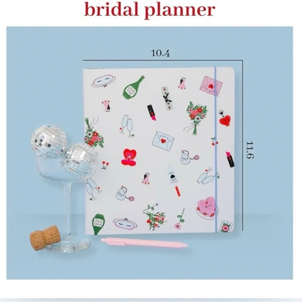 kate spade NIB 'Whimsical Wedding Cake Toss' Bridal Planner Gold Ring Bound